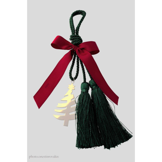 Charm of stainless steel fir with ribbon