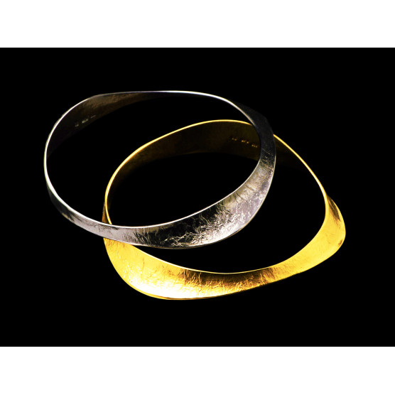 Double silver bracelet with gold and silver plating