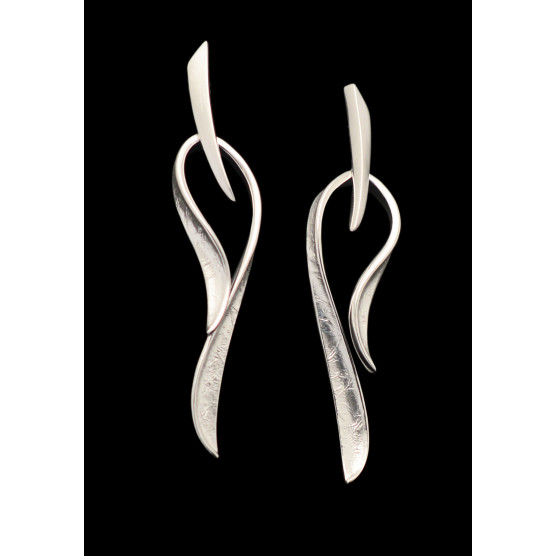 Silver earrings with white stain