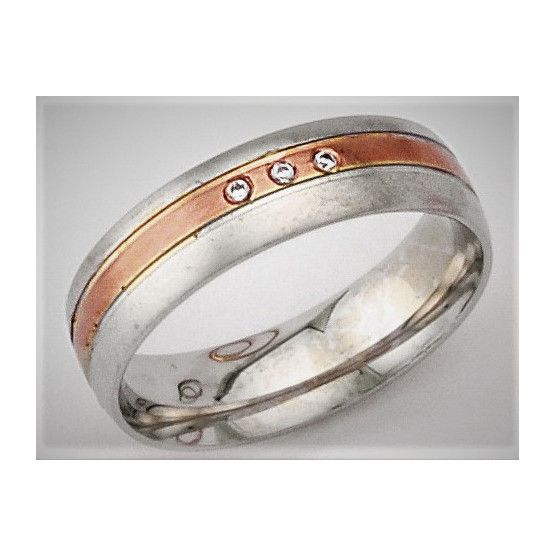 Two-tone wedding rings with stones