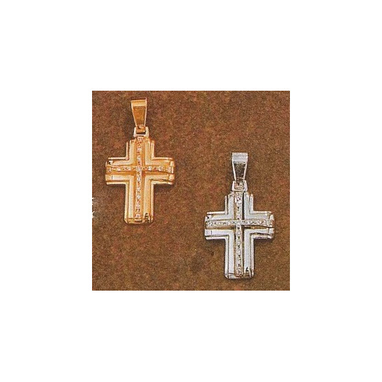 Cross with engravings and zircon