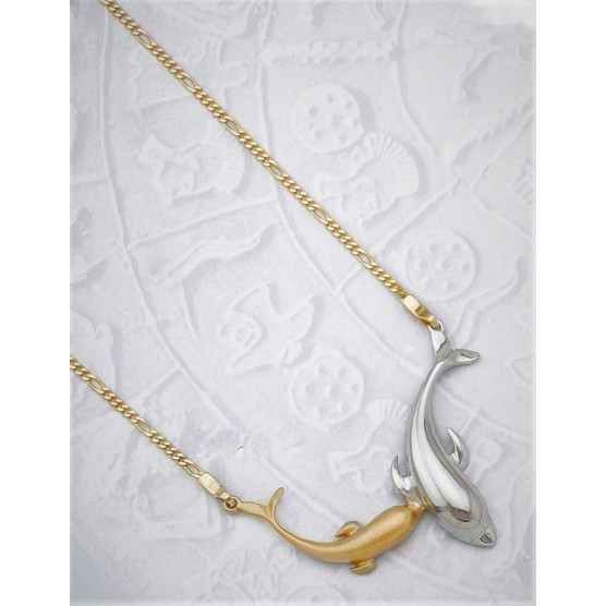 Chain necklace with dolphins