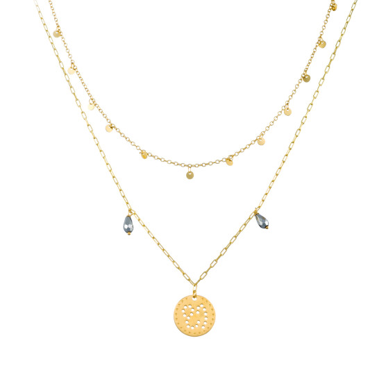 Gold plated brass necklace with charms 