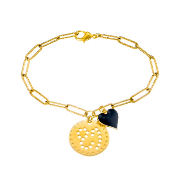 Gold plated brass bracelet with charms 