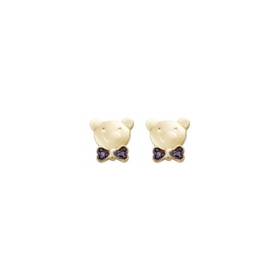 Earrings for children nailed in yellow gold with zircon