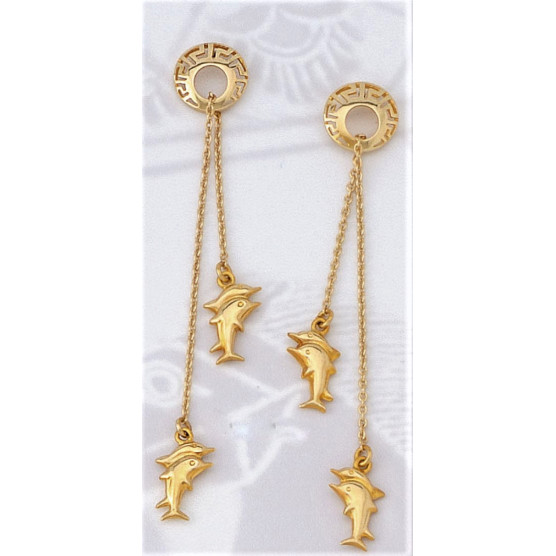 Earrings with chain and dolphins