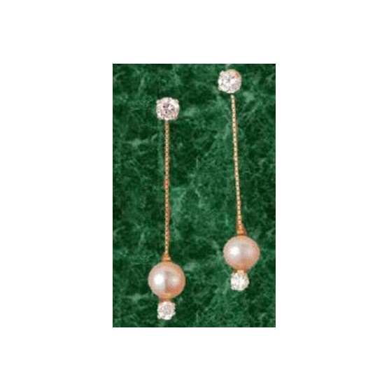 Earrings hanging with pearl and zircon