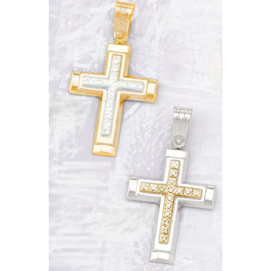 Two-tone cross with zircon