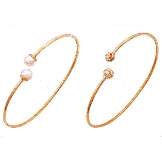 Thin handcuffs with pearls / zircon