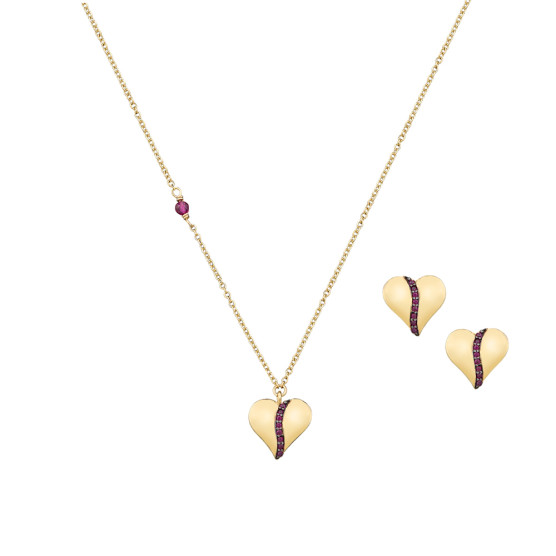 Necklace - Earrings in yellow gold