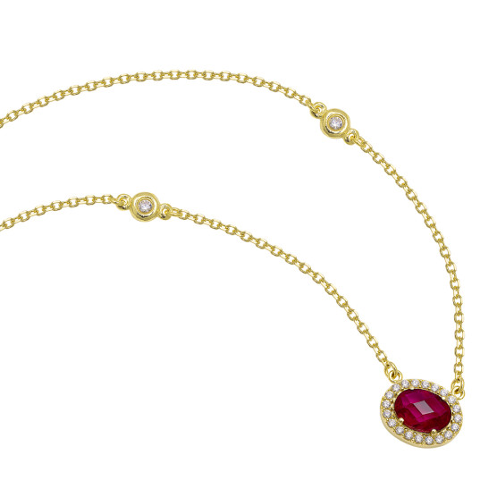 Necklace in yellow gold with double rubin stone