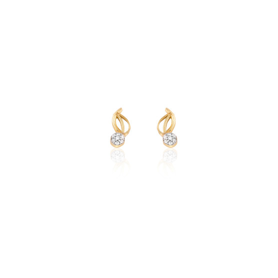 Earrings studded in yellow gold with zircon