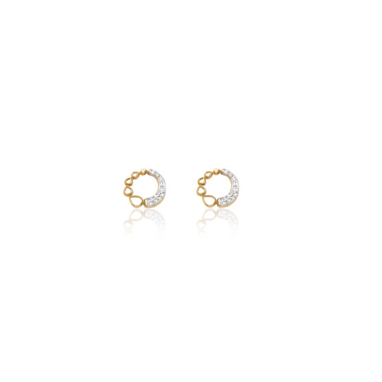 Earrings studded in yellow gold with zircon