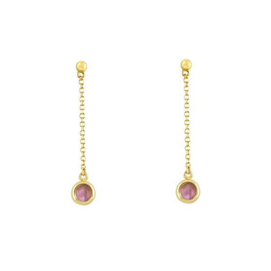 Earrings in yellow gold with double alexadrite stone