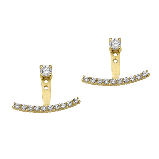 Earrings studded in yellow gold with zircon