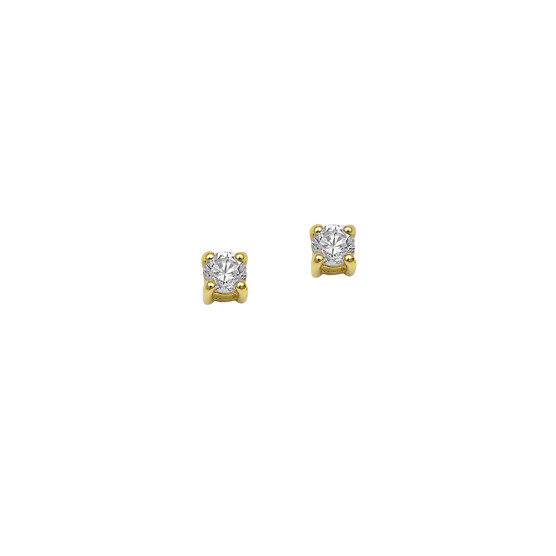 Single stone earrings studded in yellow gold with zircon