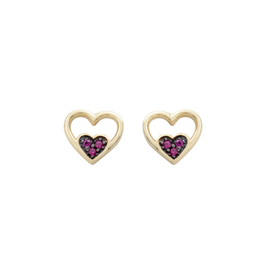 Earrings studded in yellow gold with zircon