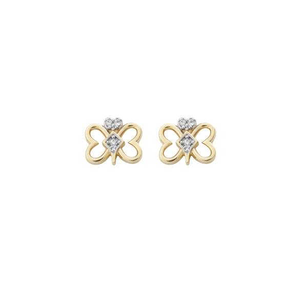 Earrings for children nailed in yellow gold with zircon