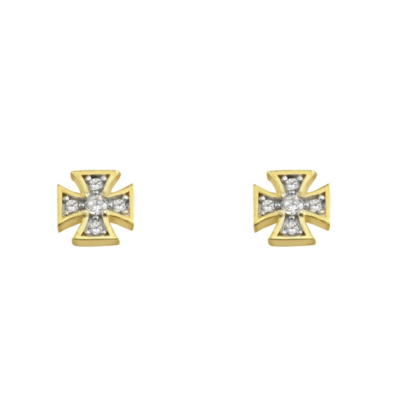 Earrings studded in yellow gold with zircon