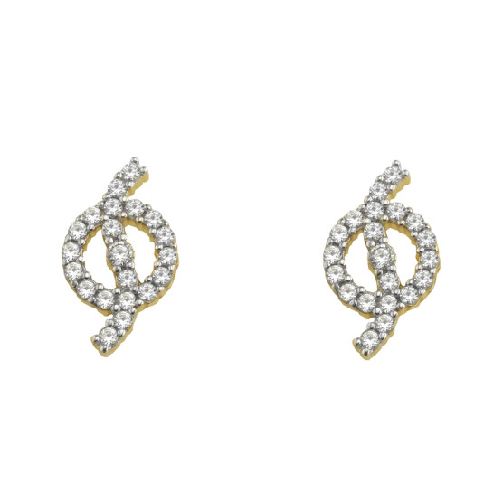 Earrings studded in yellow gold with zircon