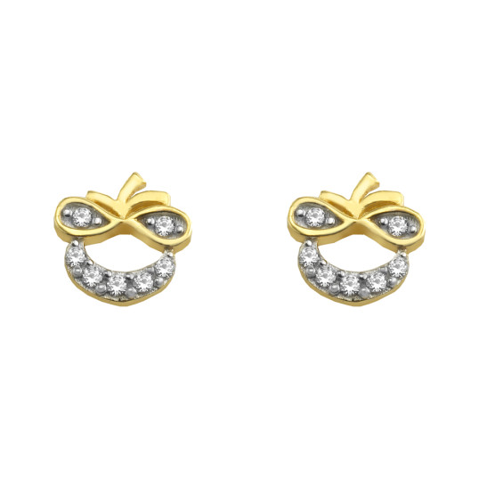 Earrings studded in yellow gold with zircon