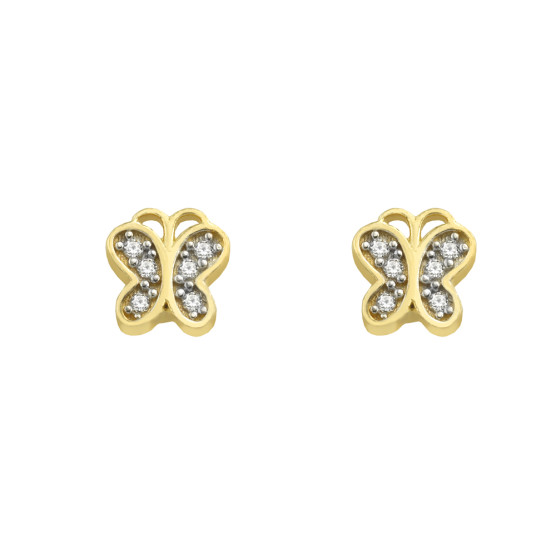 Earrings studded in yellow gold with zircon