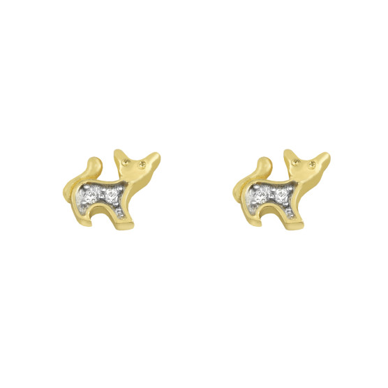 Earrings studded in yellow gold with zircon