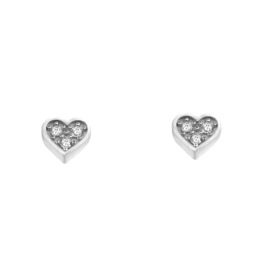 Earrings studded in white gold with zircon