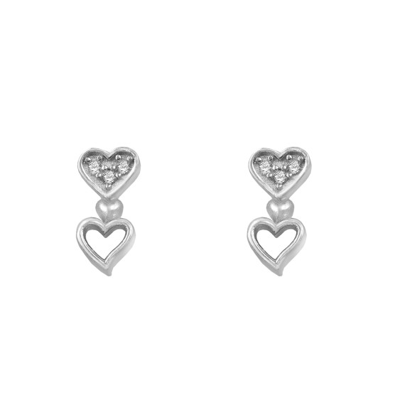 Earrings studded in white gold with zircon