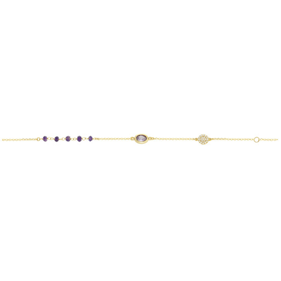Bracelet in yellow gold with amethyst double stone