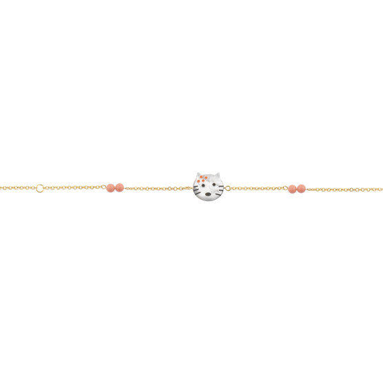 Child\'s yellow gold bracelet with a cat element