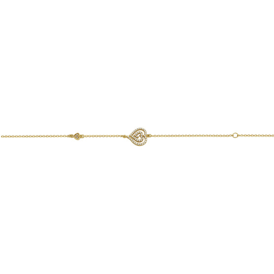 Bracelet in yellow gold with heart element