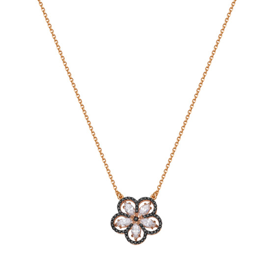 Necklace in rose gold with elements o flower