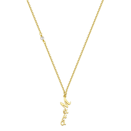 Necklace in yellow gold with an element of the word mom