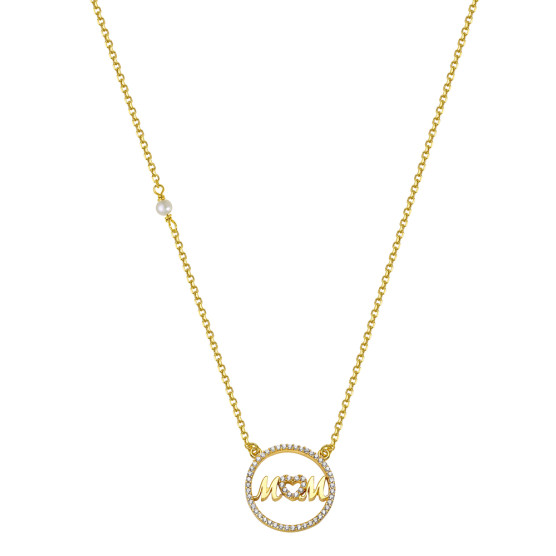 Necklace in yellow gold with the word Mom 