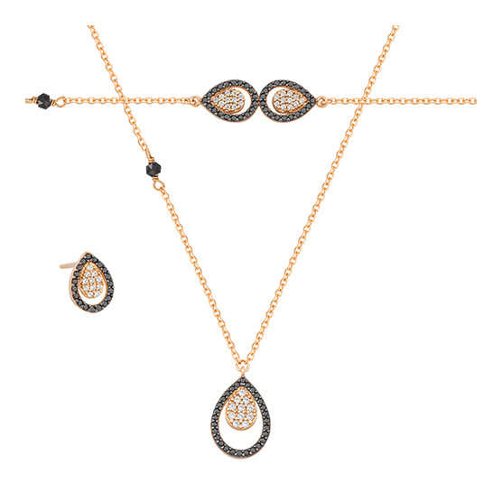 Necklace - Bracelet - Earrings In Rose Gold