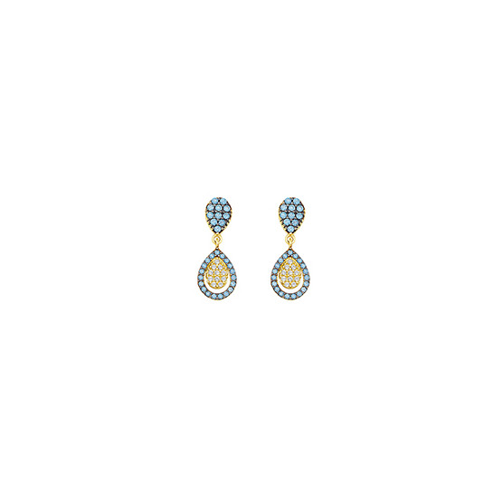 Earrings Studded in Yellow Gold with Zircon