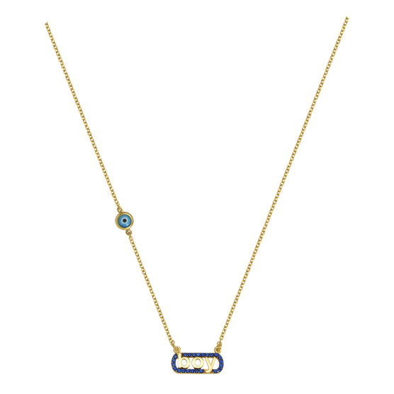 Necklace In Yellow Gold With Eye Details And The Word Boy 