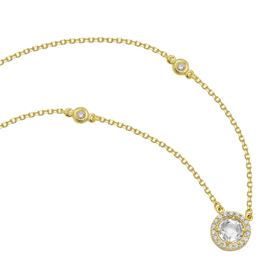 Necklace In Yellow Gold With Double Stone
