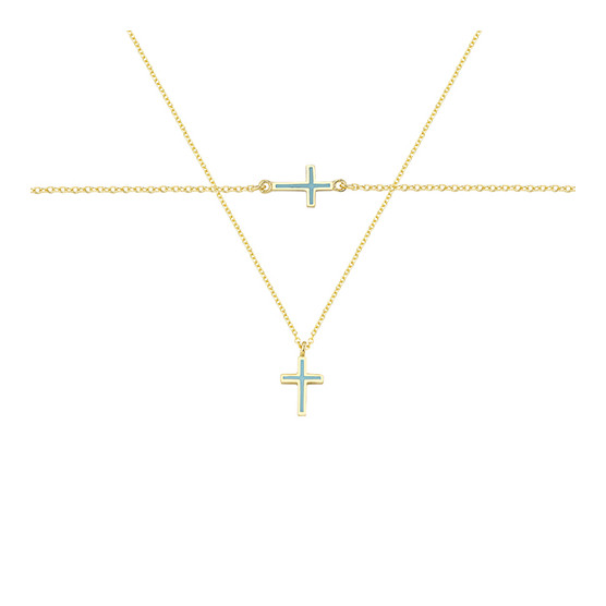 Necklace - Bracelet in Yellow Gold M e Enamel