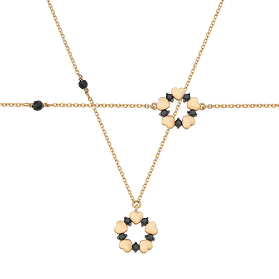 Necklace - Bracelet In Rose Gold With Zircon