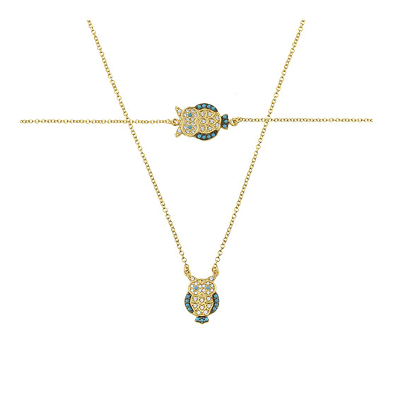 Necklace - Bracelet In Yellow Gold With Zircon