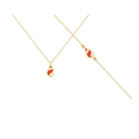 Necklace - Bracelet in Yellow Gold M e Enamel