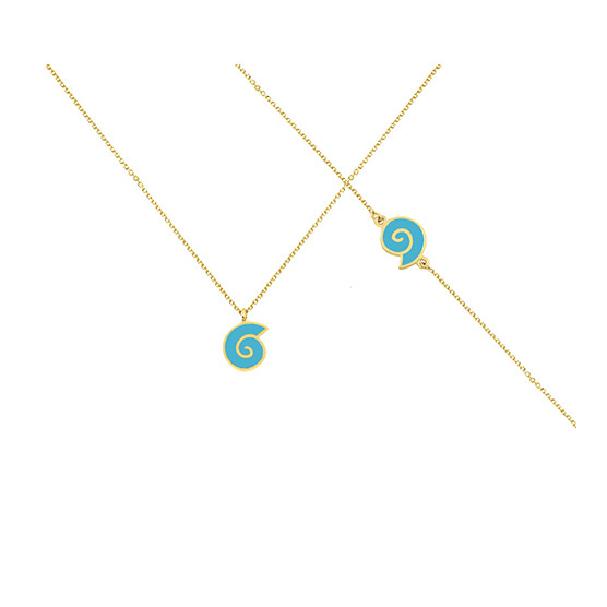 Necklace - Bracelet in Yellow Gold M e Enamel