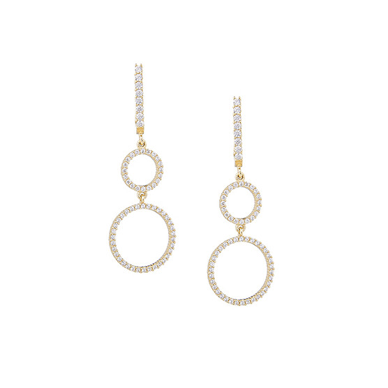 Earrings Dangling In Yellow Gold With Zircon