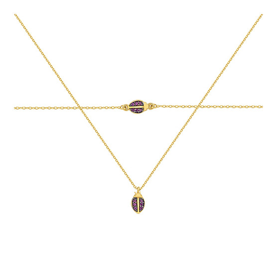 Necklace - Bracelet In Yellow Gold With Zircon