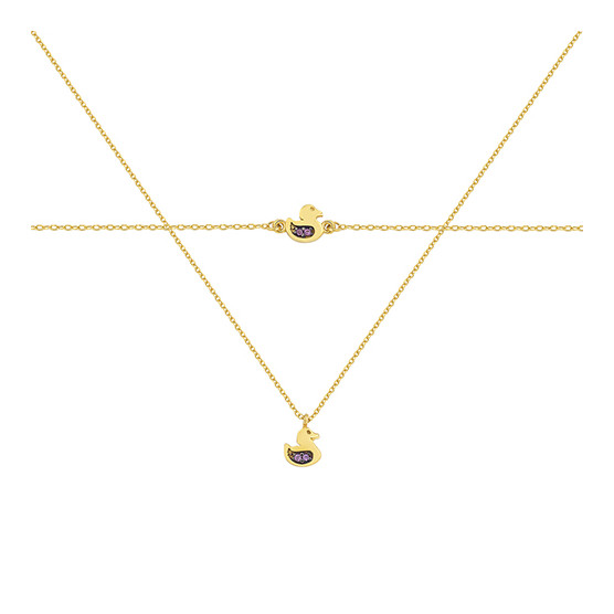 Necklace - Bracelet In Yellow Gold With Zircon