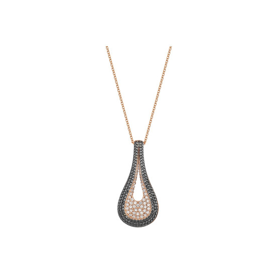 Necklace In Rose Gold And Zircon