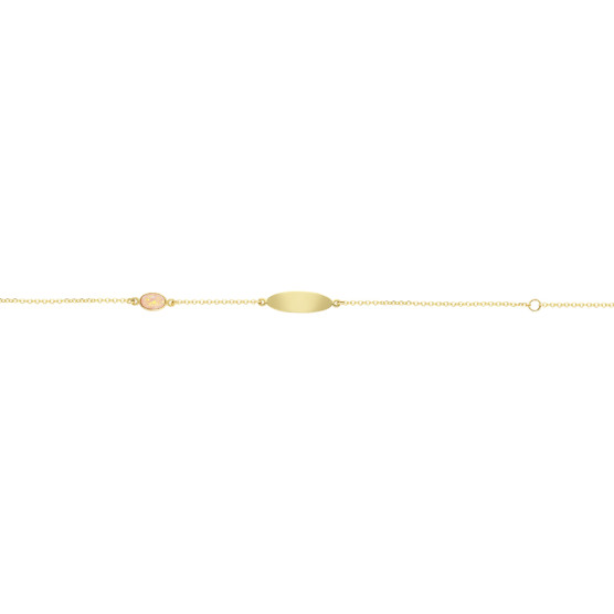 Child ID in yellow gold with pink topaz