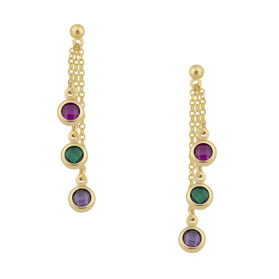 Earrings in yellow gold with double stones